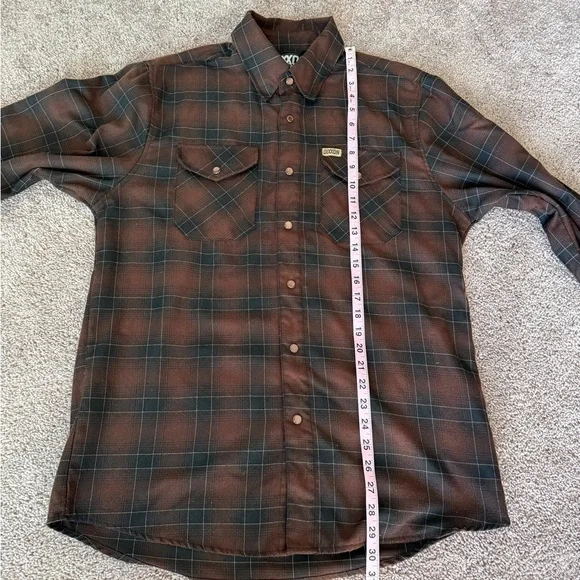 Dixxon Calico flannel shirt, brown and black plaid button-up medium guc - Picture 3 of 12